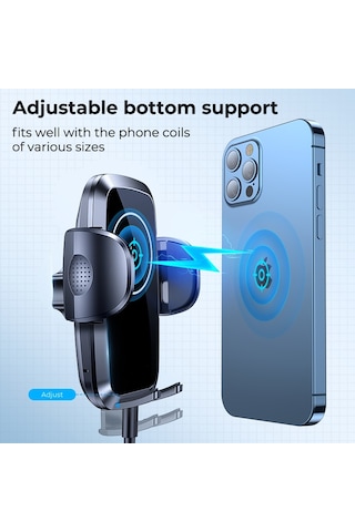 Hp-a04 15w Kablosuz Şarj Araba Telefon Tutucu Ayarlanabilir Cam V