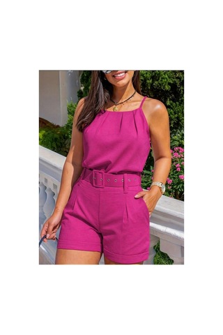 Butik İstanbul Kadın Boyundan Ip Askılı Bluz Ve Kısa Ikili Takım Pembe