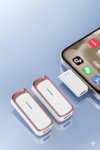 Microna Manyetik Kablosuz Yaka Mikrofonu Lighting Canlı Yayın Ropörtaj Telefon Uyumlu Taşıma Kılıfı