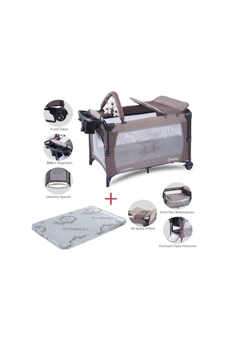 Sleep Side Play Anne Yanı Park Yatak Sallanır Cibinlikli Oyun Parkı Beşik 70x110 Cm Yatak Hediyeli