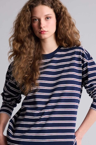 Defacto Loose Fit Çizgili Sweatshirt F7758ax25aunv248 Lacivert-nv248
