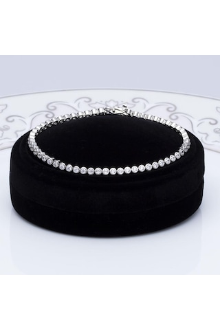 Zirkon Taşlı 925 Ayar Gümüş Suyolu Kadın Bileklik