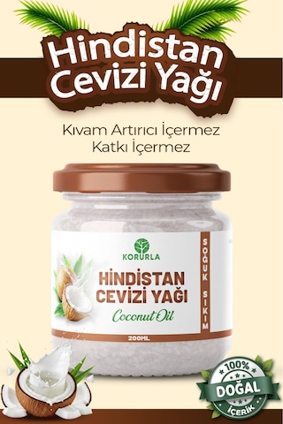 Saf Hindistan Cevizi Yağı Soğuk Sıkım 200ml Diğer Saf Hindistan Cevizi Yağı Soğuk Sıkım 200ml Diğer