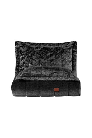 Lucie Jakar Kadife Mürdüm Çift Kişilik Yatak Örtüsü Takımı Siyah Bej