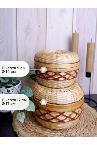 Nika&shop Örgü Kapaklı Sepet Seti 284603391 Kahverengi