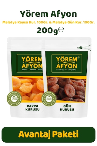 Yörem Afyon Meşhur Malatya Güneşte Kurutulmuş Etli Jumbo Boy Vegan Kayısı Kurusu Set 200gr. 200 G