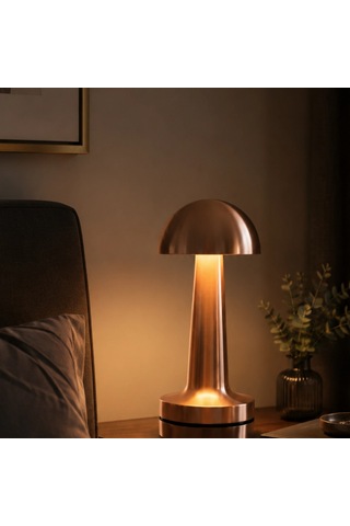 Dokunmatik Mantar Formlu Led Masa Lambası 3 Işık Seviyeli Bronz Gece Lambası Renkli