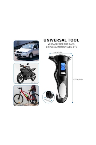 Boatshop1 1 Adet Siyah Evrensel Dijital Lastik Basınç Ölçer 150 Psı Pil Gücü 4 Ayar Araba Motosiklet Bisiklet