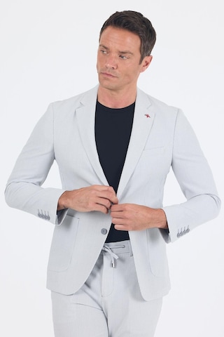 İmza Gri Gofreli Mono Yaka Esnek 6 Drop Slim Fit Classic Takım Elbise 1001250117 Gri
