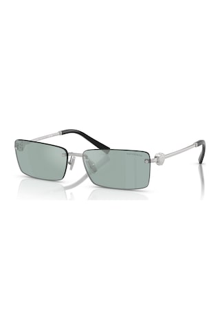 Tiffany Co. Tf 3108b 62227c 60 Unisex Dikdörtgen Gümüş Aynalı Metal Güneş Gözlüğü Gri