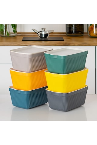 Porsima 1037 6'lı Çok Amaçlı Erzak Bakliyat Saklama Kabı 1,5 L Çok Renkli