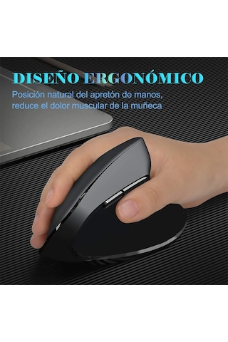Ximistore9 Ergonomik Dikey Kablosuz Fare - Şarjlı, Sessiz Fonksiyonlu, El Yorgunluğunu Azaltan Siyah Mouse Optik