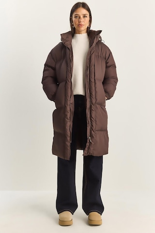 Shade Kadın Cep Detaylı Astarlı Kapüşonlu Uzun Puffer Mont 1129 60283868 - Acı Kahve Kahverengi