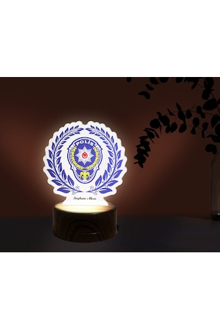 Kişiye Özel Polis Tasarımlı Dekoratif 3D Biblo Led Işıklı Gece La (487038665)