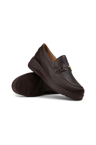 Deery Kadın Hakiki Deri Kahverengi Dolgu Topuk Loafer - N0277zkhvc01