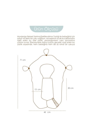 Mordesign Moresleep 2'si 1 Arada Bebek Sarılma Ve Şekillendirme Yastığı, Düz Kafa Yastığı,pamuklu,uyku Yastığı Kahverengi Zg10194-4