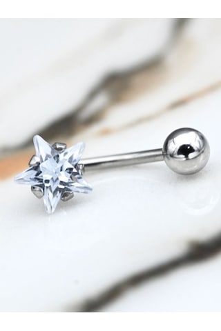 Yıldız Zirkon Taş 8 Mm Zirkon Taş 316l Cerrahi Çelik Göbek Piercing-gbkpr67