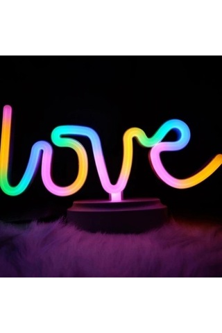 Buğz Neon Işıklı Love Yazılı Masa Gece Lambası Diğer