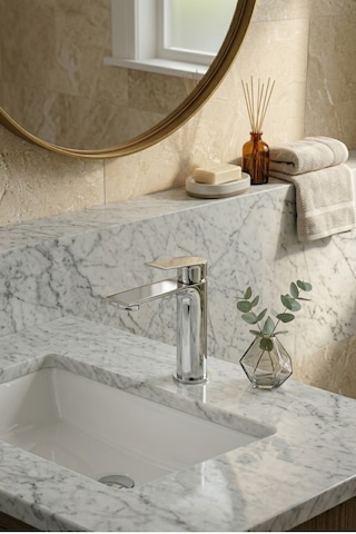 Krom Kare Premium Prinç Kararmaz Lavabo Bataryası Gümüş