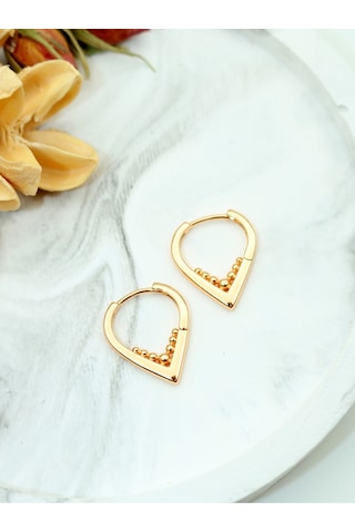Vıp Gold Çelik Küpe Kalp Halka - Suya Ve Denize Dayanıklı Gold