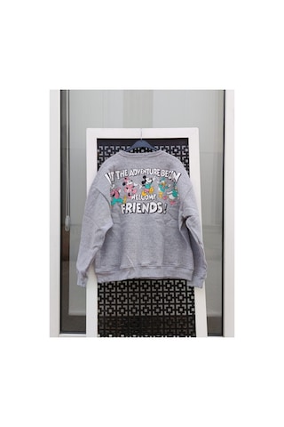 Çınar Boutique Çizgi Film Karakteri Baskılı Sweatshirt-gri - L Gri Gri