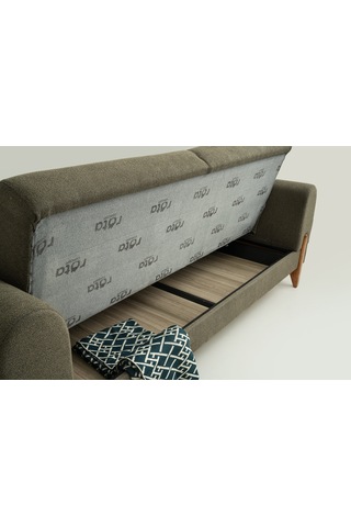 Zara Ahşap Ayaklı Yeşil 3 Lü Kanepe Yeşil