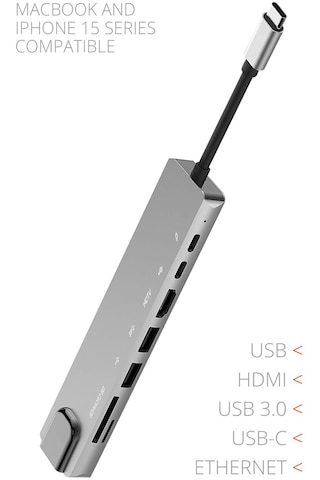 Powerway Type-c Hub Dönüştürücü Hdmi Usb Micro Sd Çevirici 8 Girişli Çoğaltıcı Universal Uyumluluk