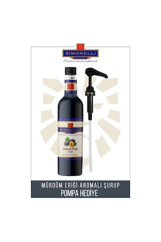 Simonelli Kahve ve Kokteyl Şurubu Mürdüm Eriği Aromalı 700 ML + Pompa