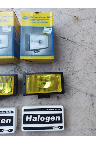 Sis Lambası Düz Çizgili Sarı Cam Halogen Kapaklı Sis Farı Ø 242x133