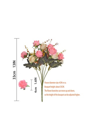 Hangfox 12 Çiçekli Avrupa Stili Simülasyon Gül, 6 Dal Ve 2 Renk Kombinasyonu, Serbest Konum Ayarı, Dekoratif Vazo İçin Uygun