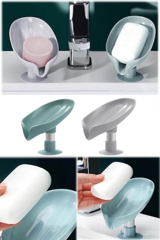 2 Adet Vantuzlu Banyo Sabun Tutucu Kaymaz Dranej Sabunluk Banyo S