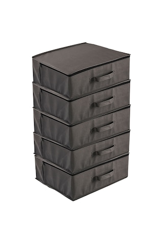 5'li Set 53 X 44 X 21 Cm Baza Altı & Dolap İçi Organizer, Yorgan & Yastık Düzenleyici Hurç Antrasit Antrasit - Gri
