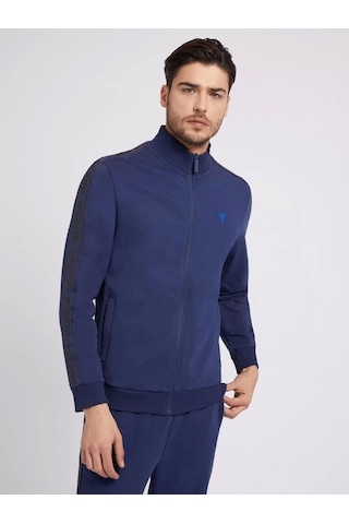 Guess Erkek Tamamı Fermuarlı Koyu Mavi Sweatshirt Lacivert