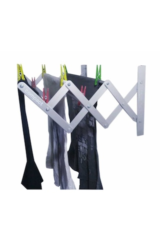 Compact Çamaşırlık 40 Cm 5 Askılı Duvara Monte Akordiyon Tipi Gri