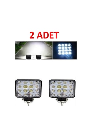 2 Adet Off Road Sis Farı - Lambası 16 Led Kare Çalışma Lambası N11.11247