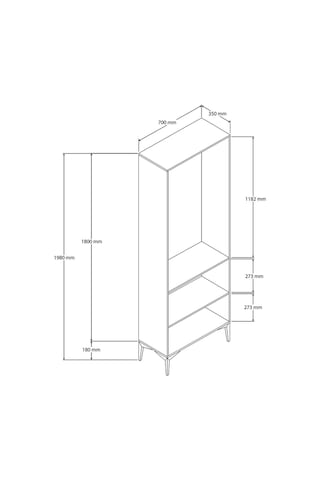 5104 Inca 4 Kapaklı 5 Askılı Raflı Portmanto Atlantik Çam Çam