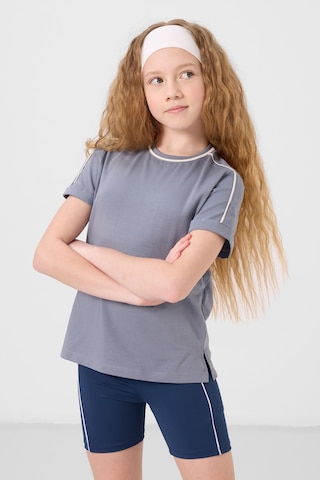 Koyu Mavi Pamuklu O Yaka Standart Fit Basic Kız Çocuk T-shirt - 75177 Koyu Mavi