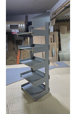 5 Gözlü, Geçmeli Mdf Lam Raf Standı - 35x110x28 Cm - Demonte, Kol