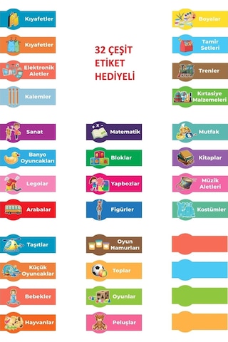 16 Çekmeceli Çok Amaçlı Oyuncak Dolabı ve Saklama Ünitesi Çocuk Odası Düzenleyici Etiket Hediyeli Beyaz