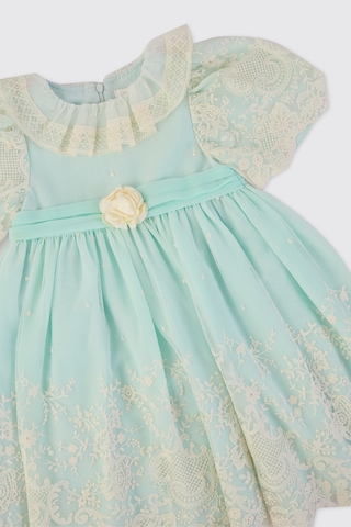Patachou Kız Bebek İşlemeli Gül Detaylı Mint Elbise Yeşil