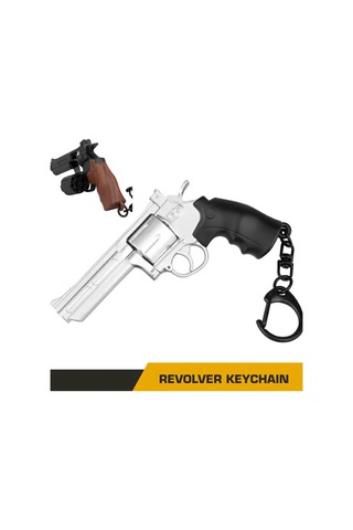 Hangfox Askeri Koleksiyonluk Geri Çekilebilir Fişekli Döner Mühürlü Silah Modeli Anahtar Zinciri - Abs Malzeme, Gerçekçi Tasarım Siyah