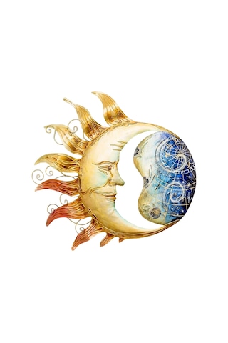 Homyl Metal Güneş Ay Duvar Sanatı Oturma Odası Bahçe Veranda 30cm