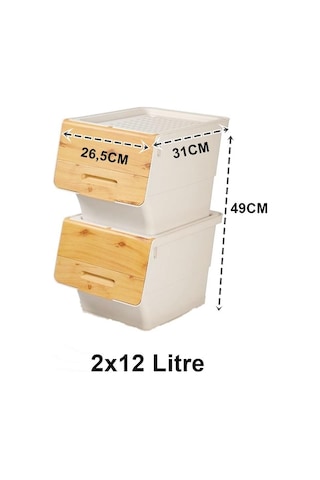 Motek Bambu Tekerlekli Organizer Çok Amaçlı Saklama Kutusu 2X12 L Çok Renkli