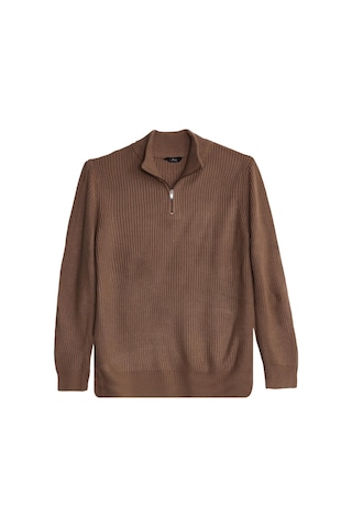 Erkek 3'lü Paket İndigo-vizon-lacivert Slim Fit Dar Kesim Fermuarlı Dik Yaka Triko Kazak-41809 Çok Renkli