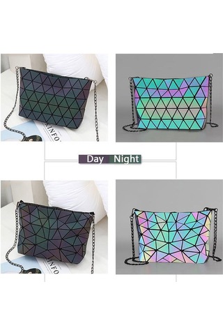 Messenger Çanta Kadın Zincir Çanta Moda Aydınlık Geometrik Sling Çanta Omuz Askısı Kadın Bolsas Feminina 5 Siyah