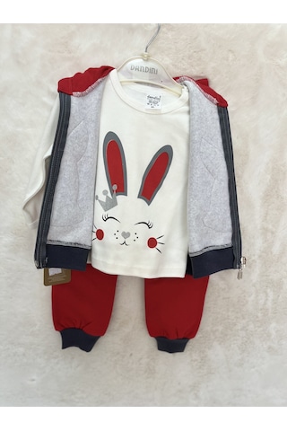 Yelekli Üçlü Takım Kırmızı