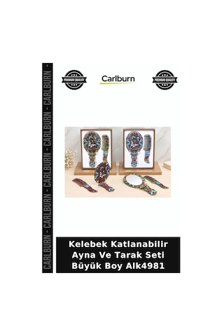 Özel Üretim Kelebek Katlanabilir Ayna Ve Tarak Seti Büyük Boy Alk4981