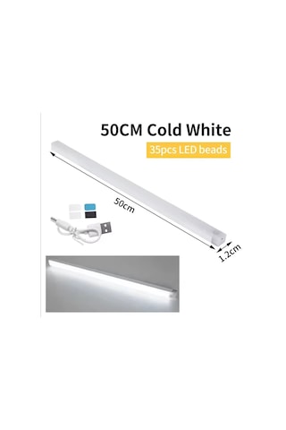 50 Cm Beyaz Işık Hareket Sensörlü Dolap İçi Çalışma Masası Mutfak Tezgah Altı Usb Led Işık Çok Renkli