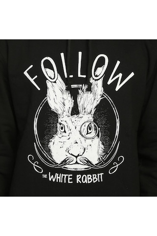 Bant Giyim - White Rabbit Siyah Kapüşonlu Erkek Sweatshirt