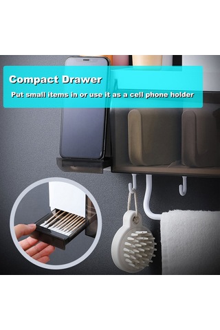 Geeksen "çok Amaçlı Duvar Askılı Diş Fırçası Ve Macun Sıkacağı - Banyo Organizer, Yer Tasarruflu Havlu Bardak Askısı" Diğer